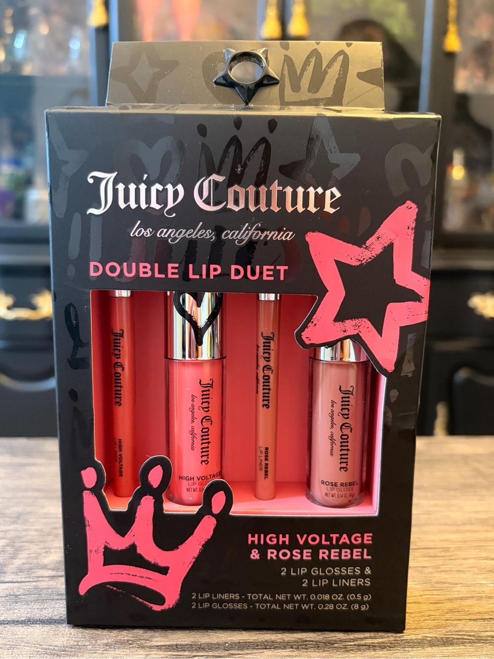 Juicy Couture Double Lip Duet - High Voltage & Rose Rebel - 4pcs set